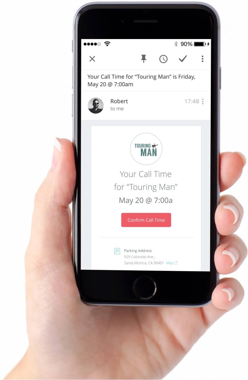 Ultimate Guide to Call Sheets 1 Personalized Call Time on Mobile Call Sheet - StudioBinder