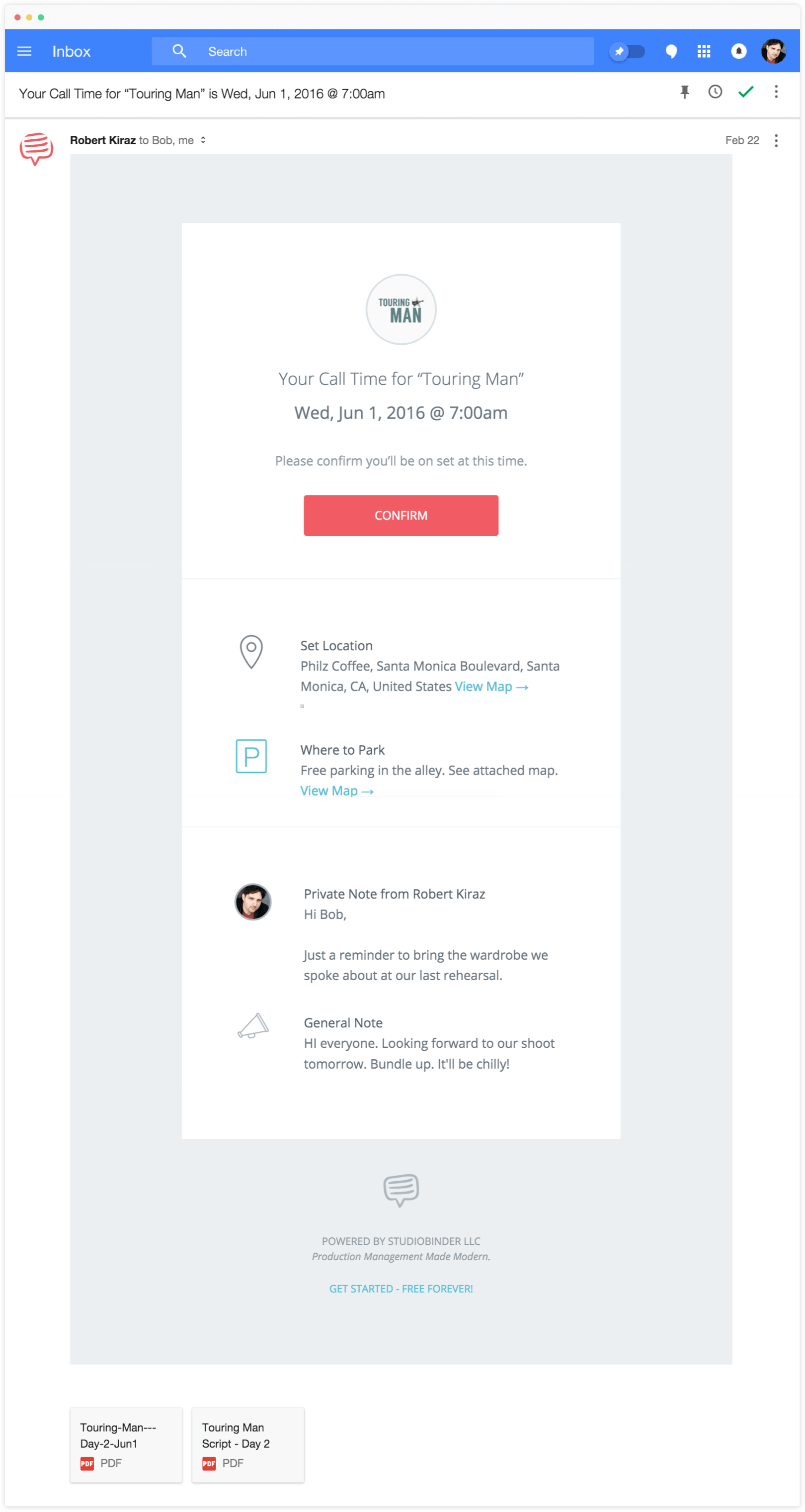 Ultimate Guide to Call Sheets 5 Call Sheet Template in Email Form - StudioBinder